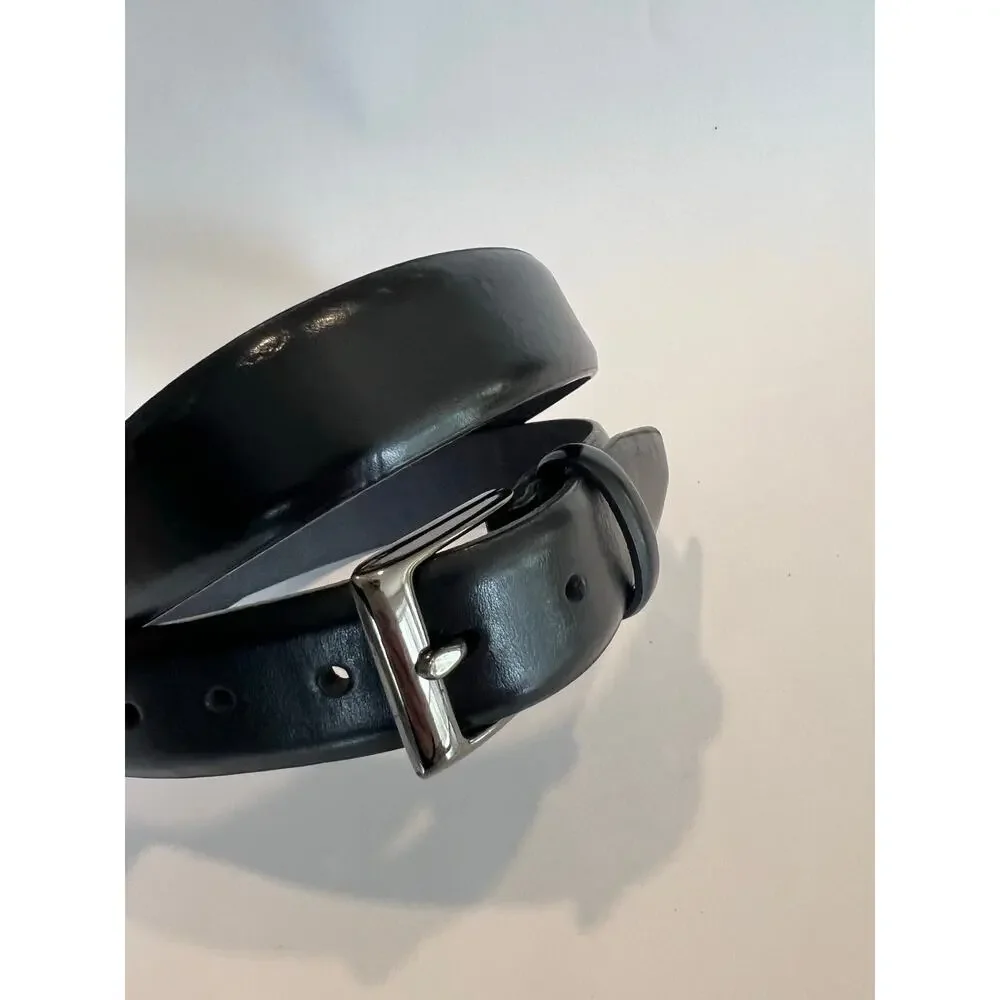 Docker's Genuine Leather Black Belt Silver Buckle Size 38 SG